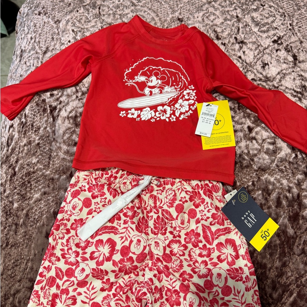 GAP Kids Red Floral Swim Set